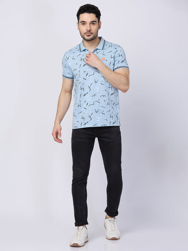 Killer Men Blue Printed Slim Fit T-Shirts