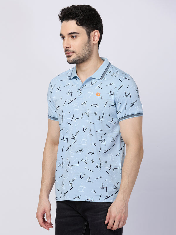 Killer Men Blue Printed Slim Fit T-Shirts