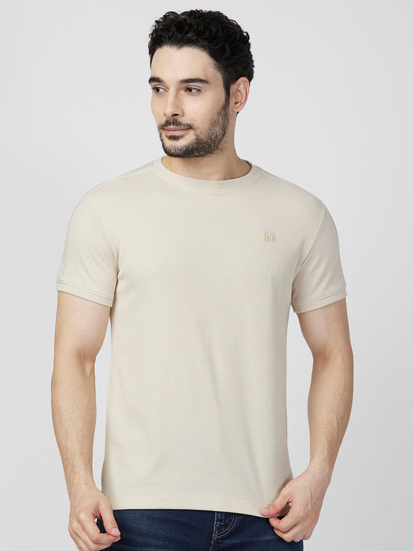 Killer Men Beige Printed Slim Fit T-Shirts