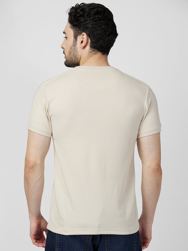 Killer Men Beige Printed Slim Fit T-Shirts