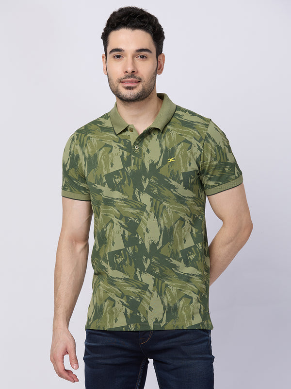 Killer Men Green Printed Slim Fit T-Shirts