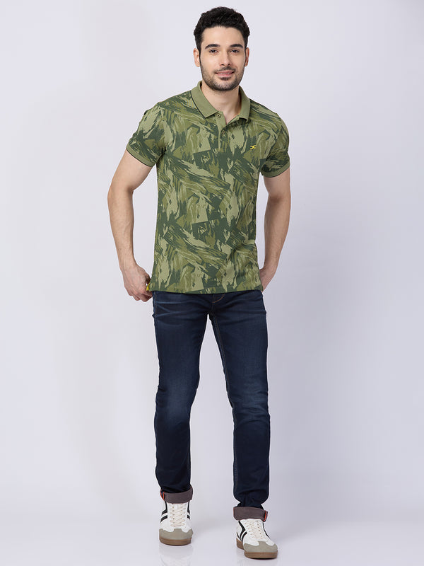Killer Men Green Printed Slim Fit T-Shirts