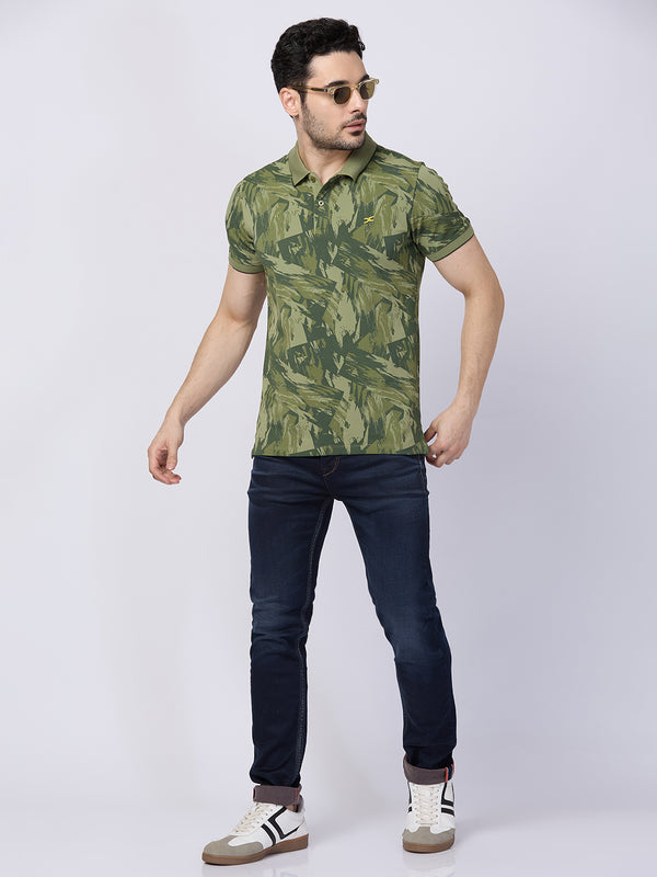 Killer Men Green Printed Slim Fit T-Shirts