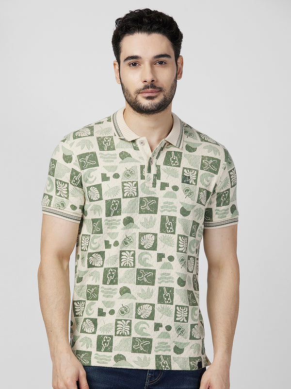Killer Men Green Printed Slim Fit T-Shirts