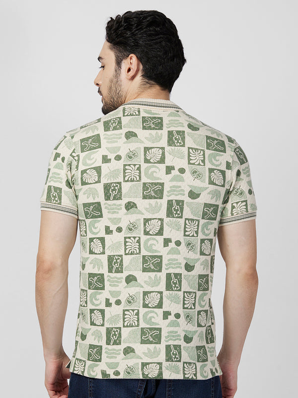 Killer Men Green Printed Slim Fit T-Shirts