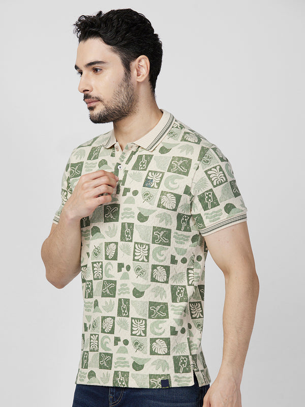 Killer Men Green Printed Slim Fit T-Shirts