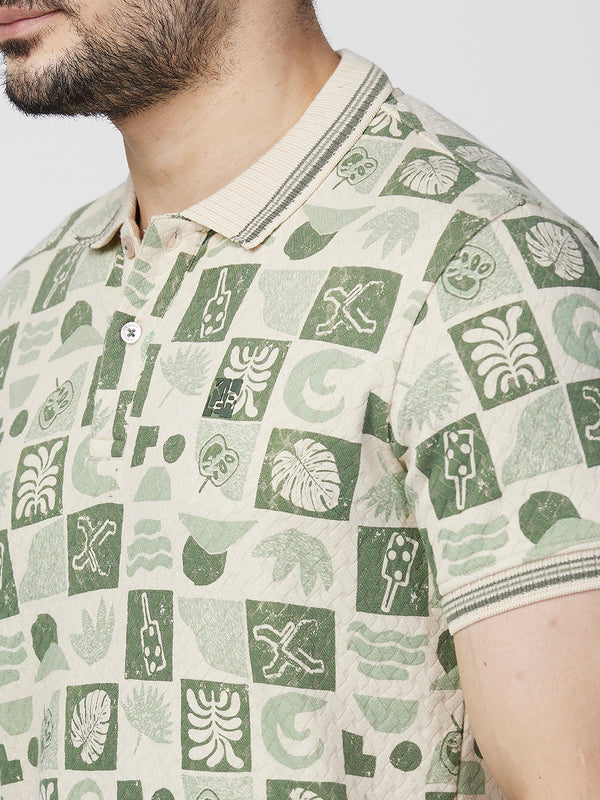 Killer Men Green Printed Slim Fit T-Shirts