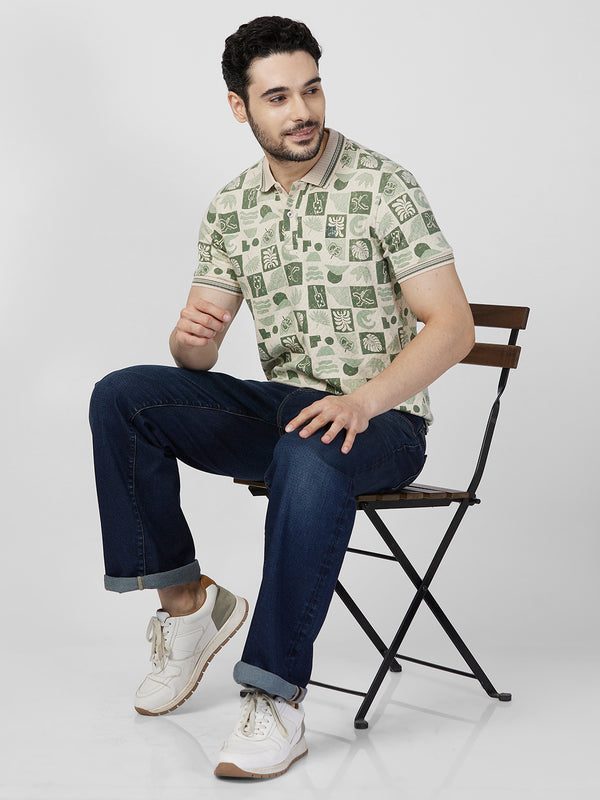 Killer Men Green Printed Slim Fit T-Shirts