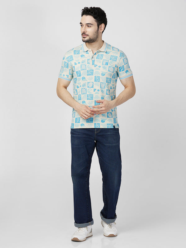 Killer Men Blue Printed Slim Fit T-Shirts