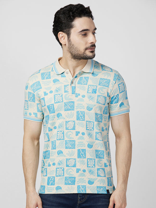 Killer Men Blue Printed Slim Fit T-Shirts