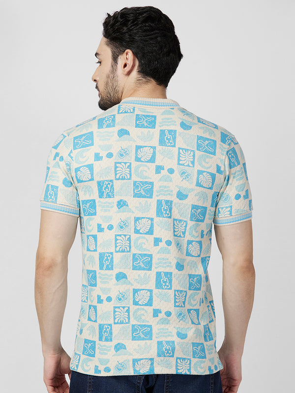 Killer Men Blue Printed Slim Fit T-Shirts