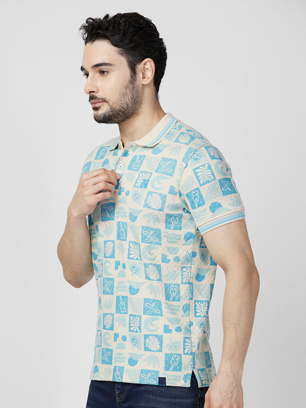 Killer Men Blue Printed Slim Fit T-Shirts