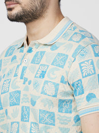 Killer Men Blue Printed Slim Fit T-Shirts