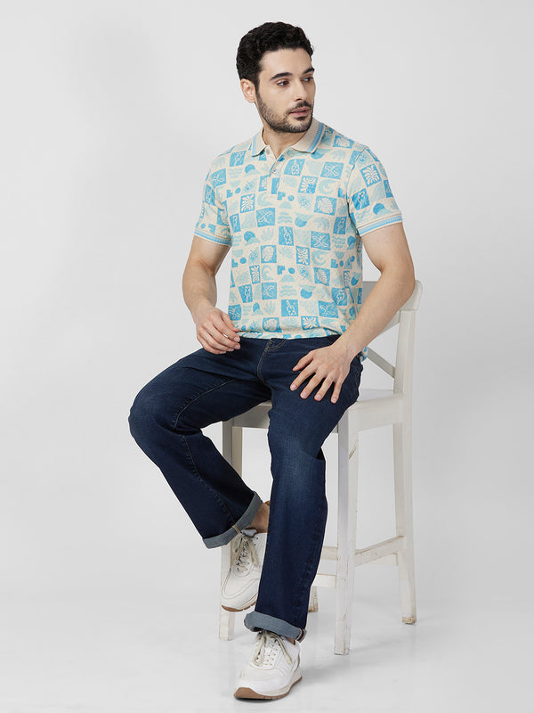 Killer Men Blue Printed Slim Fit T-Shirts