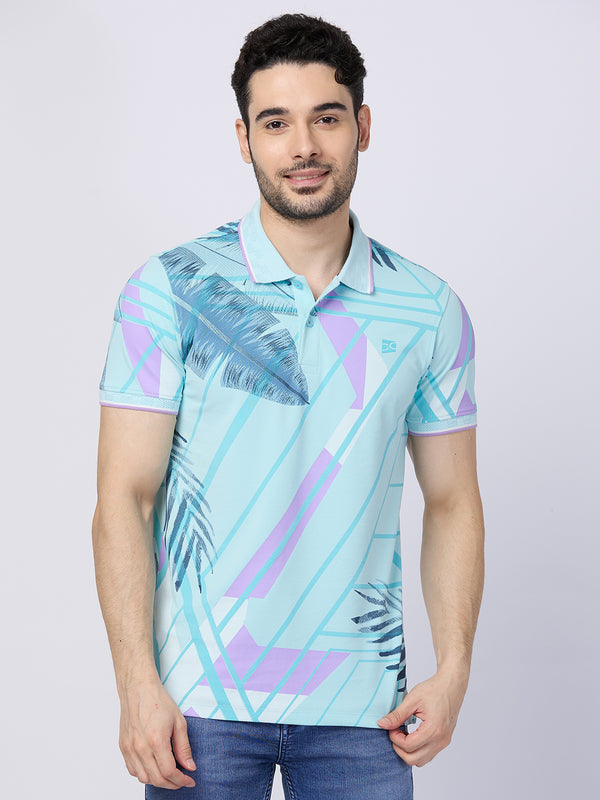 Killer Men Light Blue Printed Slim Fit T-Shirts