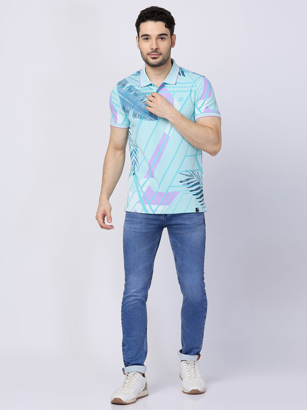 Killer Men Light Blue Printed Slim Fit T-Shirts