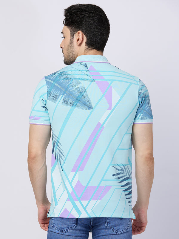 Killer Men Light Blue Printed Slim Fit T-Shirts