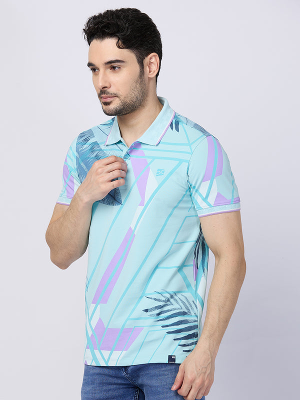 Killer Men Light Blue Printed Slim Fit T-Shirts