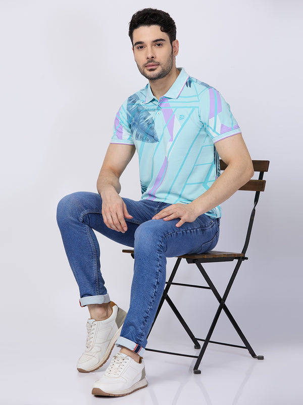 Killer Men Light Blue Printed Slim Fit T-Shirts