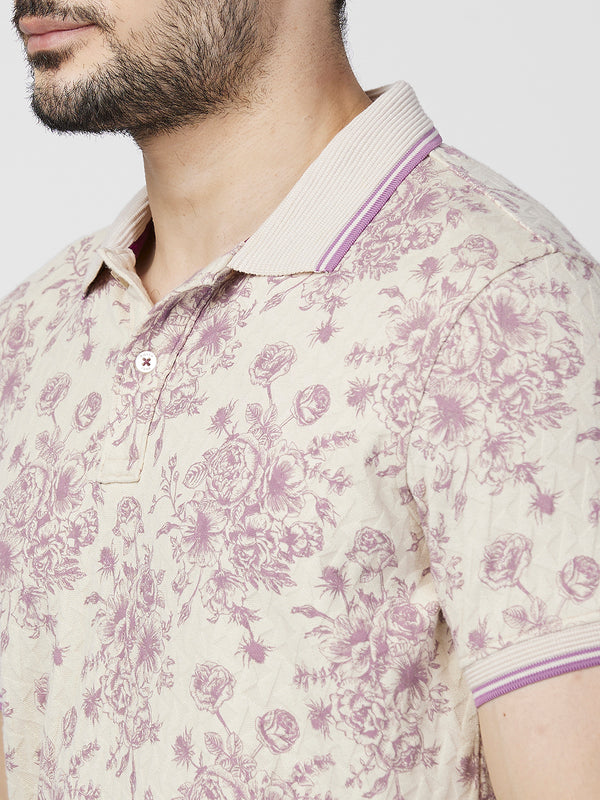 Killer Men Purple Printed Slim Fit T-Shirts