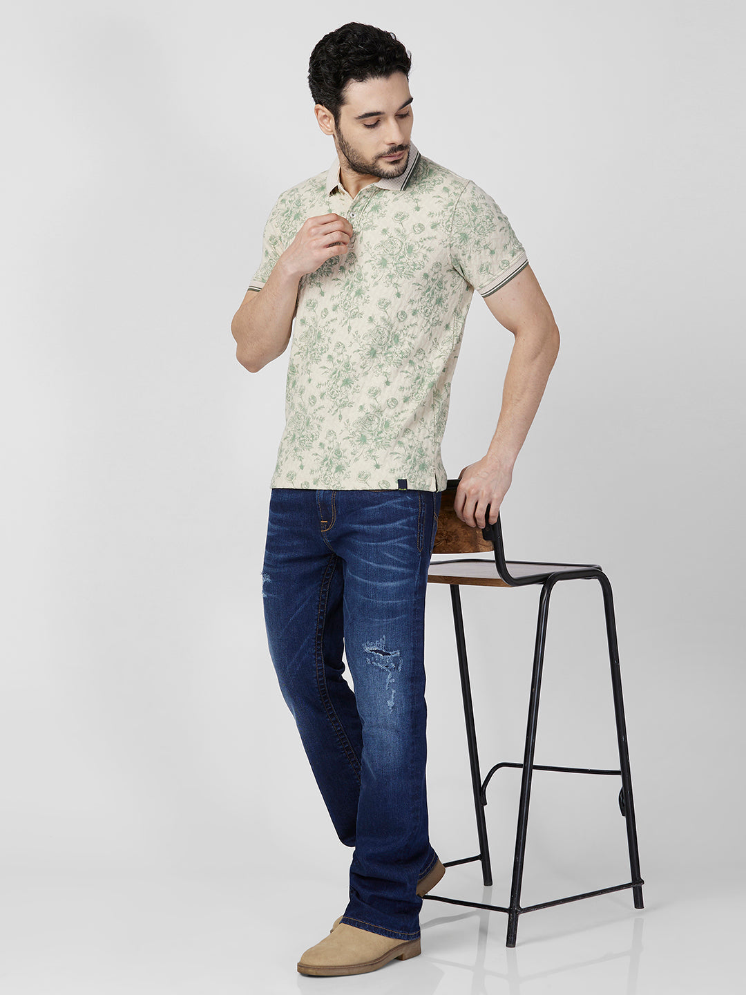 Killer Men Green Printed Slim Fit T-Shirts