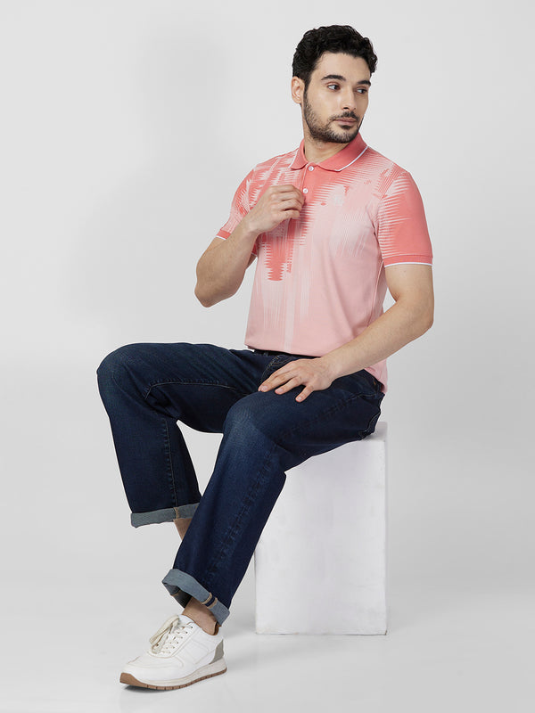 Killer Men Peach Printed Slim Fit T-Shirts