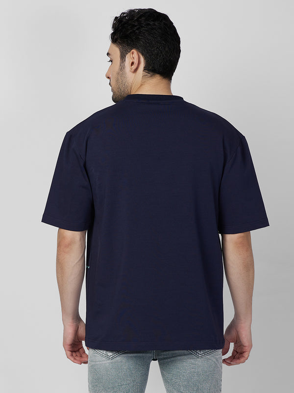 Killer Men Navy Blue Printed Round Neck T-Shirts