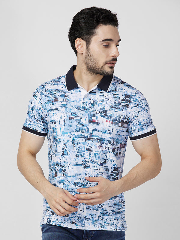 Killer Men Blue Printed Slim Fit T-Shirts