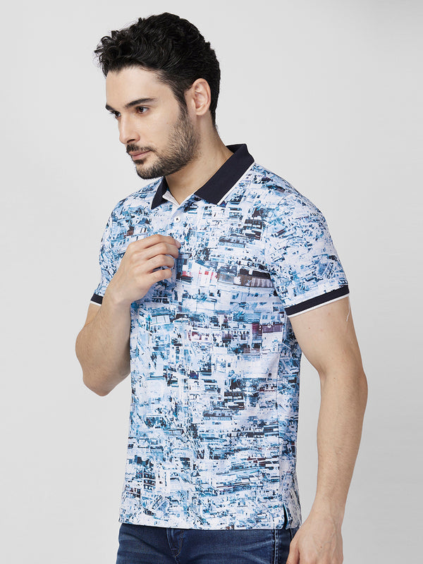 Killer Men Blue Printed Slim Fit T-Shirts