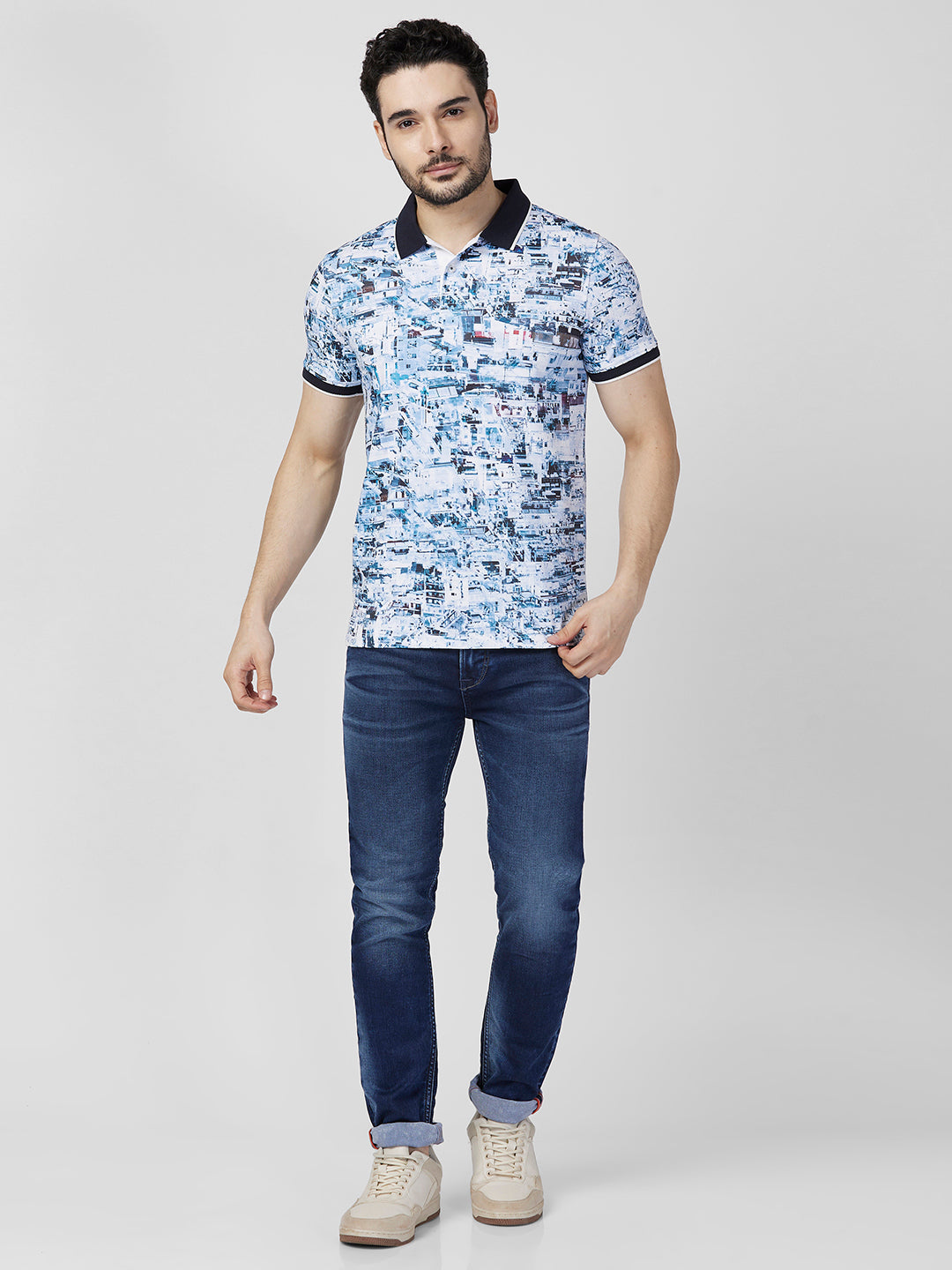 Killer Men Blue Printed Slim Fit T-Shirts