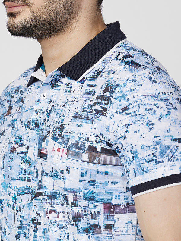 Killer Men Blue Printed Slim Fit T-Shirts