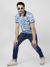 Killer Men Blue Printed Slim Fit T-Shirts