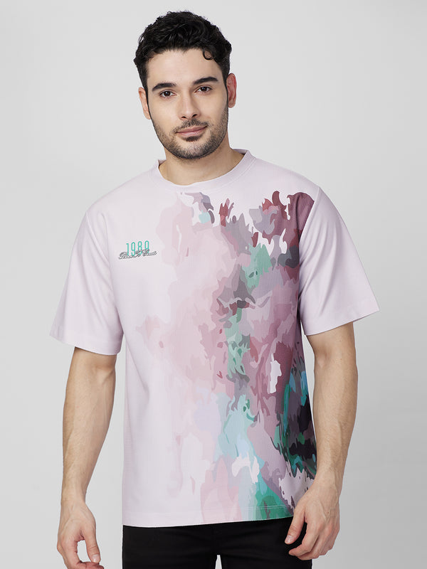 Killer Men Light Pink Printed Round Neck T-Shirts