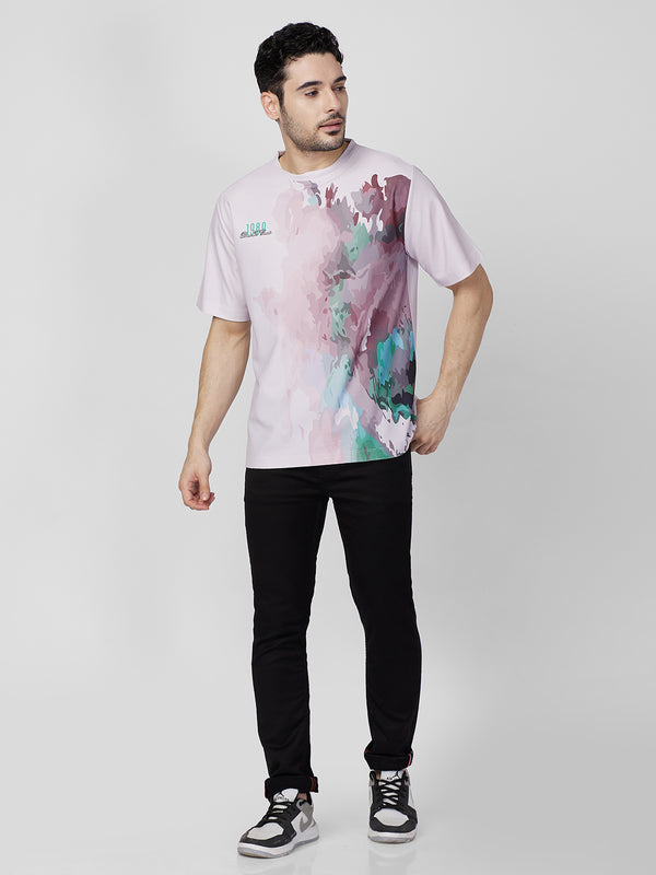 Killer Men Light Pink Printed Round Neck T-Shirts