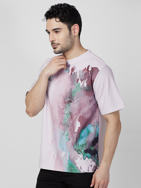 Killer Men Light Pink Printed Round Neck T-Shirts
