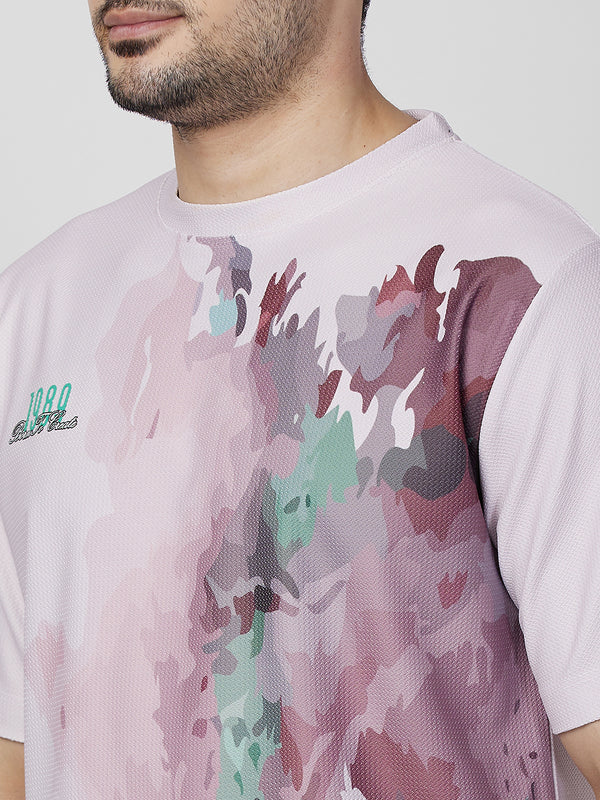 Killer Men Light Pink Printed Round Neck T-Shirts