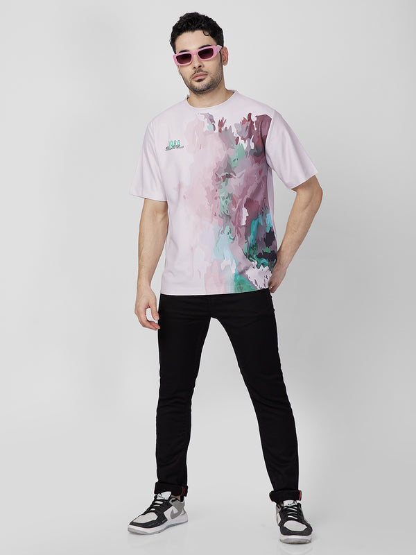 Killer Men Light Pink Printed Round Neck T-Shirts