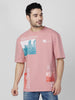 Killer Men Pink Printed Round Neck T-Shirts