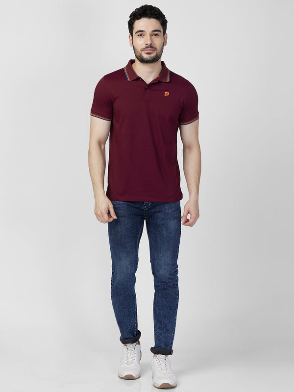 Killer Men Maroon Printed Slim Fit T-Shirts