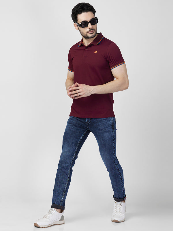 Killer Men Maroon Printed Slim Fit T-Shirts