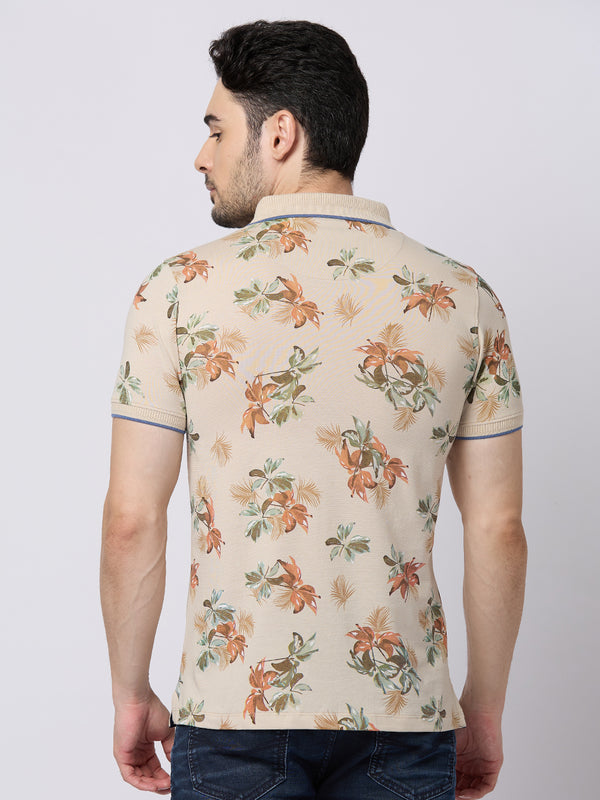 Killer Men Beige Printed Slim Fit T-Shirts