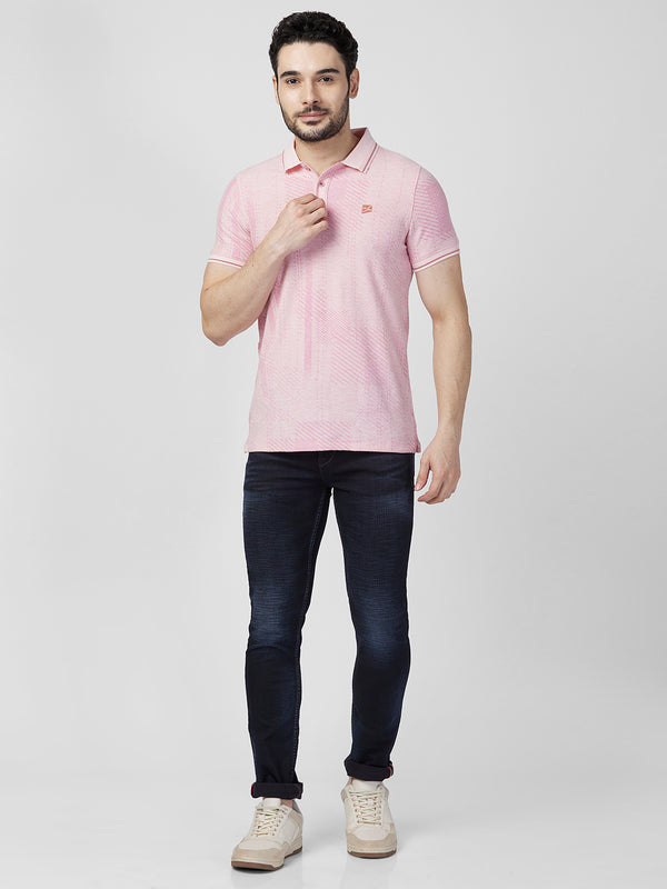 Killer Men Pink Printed Slim Fit T-Shirts
