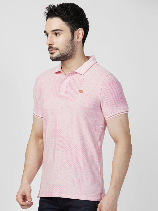 Killer Men Pink Printed Slim Fit T-Shirts