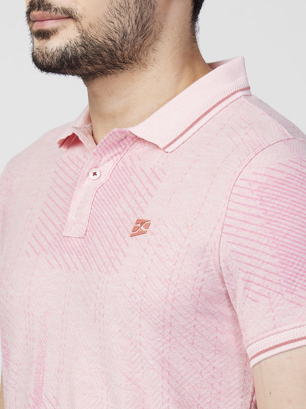 Killer Men Pink Printed Slim Fit T-Shirts