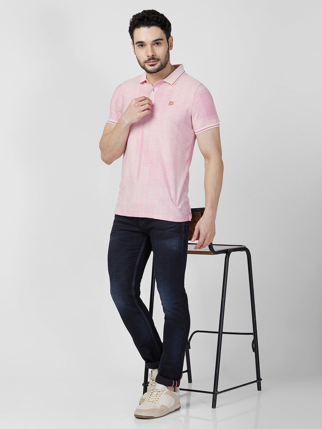 Killer Men Pink Printed Slim Fit T-Shirts