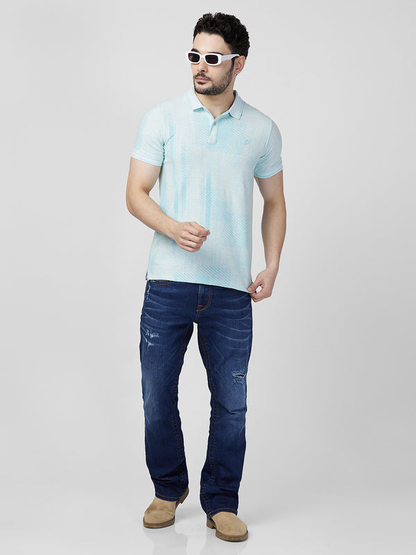 Killer Men Light Green Printed Slim Fit T-Shirts