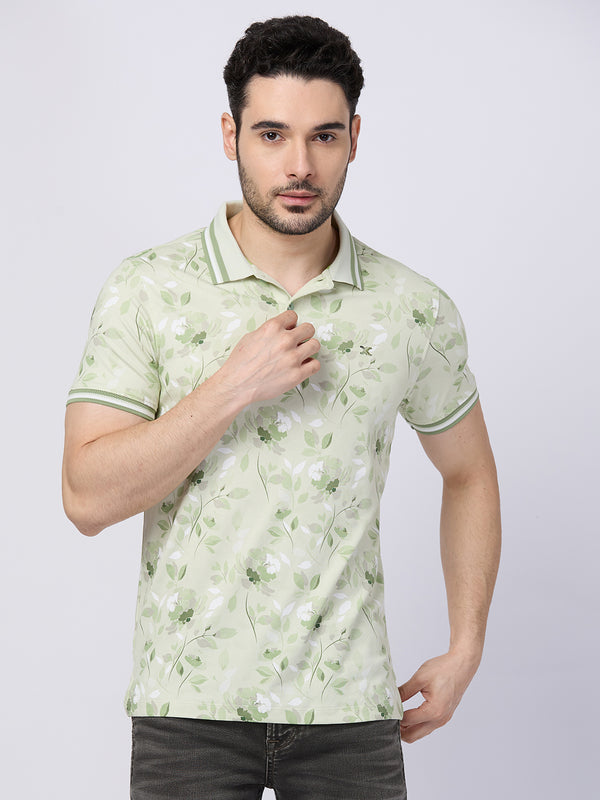 Killer Men Light Green Printed Slim Fit T-Shirts
