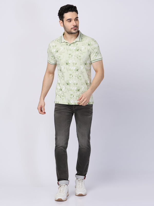 Killer Men Light Green Printed Slim Fit T-Shirts