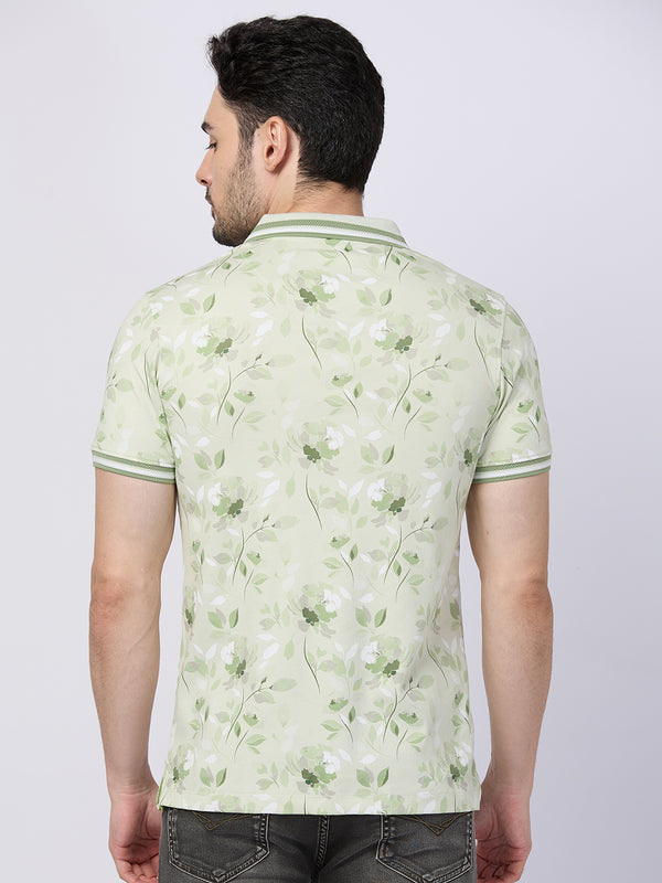 Killer Men Light Green Printed Slim Fit T-Shirts