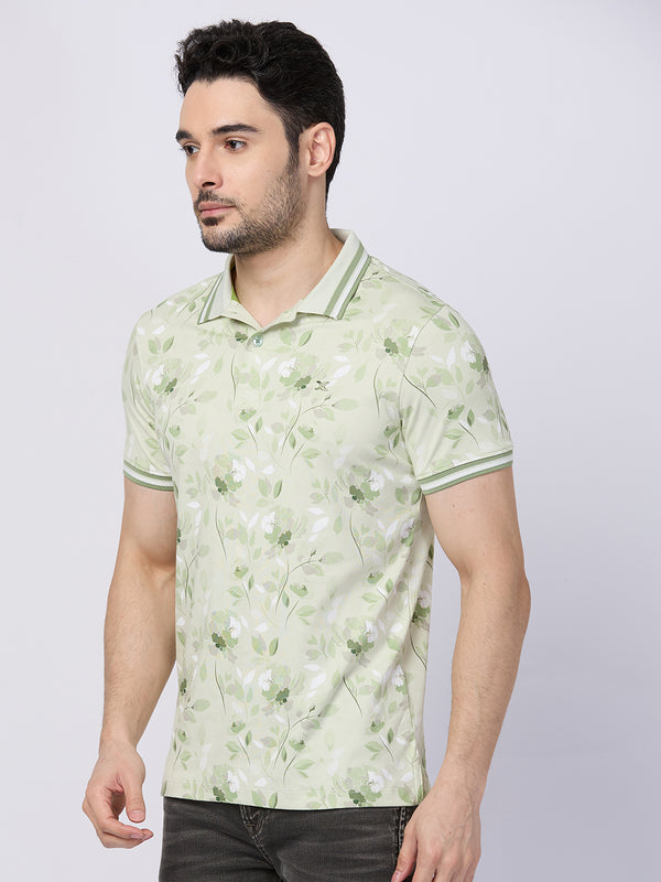 Killer Men Light Green Printed Slim Fit T-Shirts
